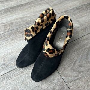 Talbots Leopard Print  Calf Hair High Hill Ankle Boot